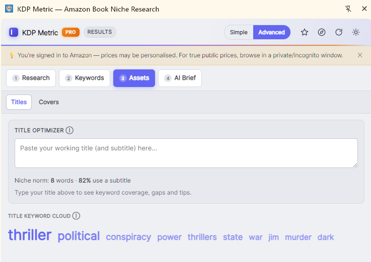 Title Optimizer with keyword cloud